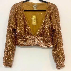NWT Kushi gold sequin bolero/crop coat perfect😍💎